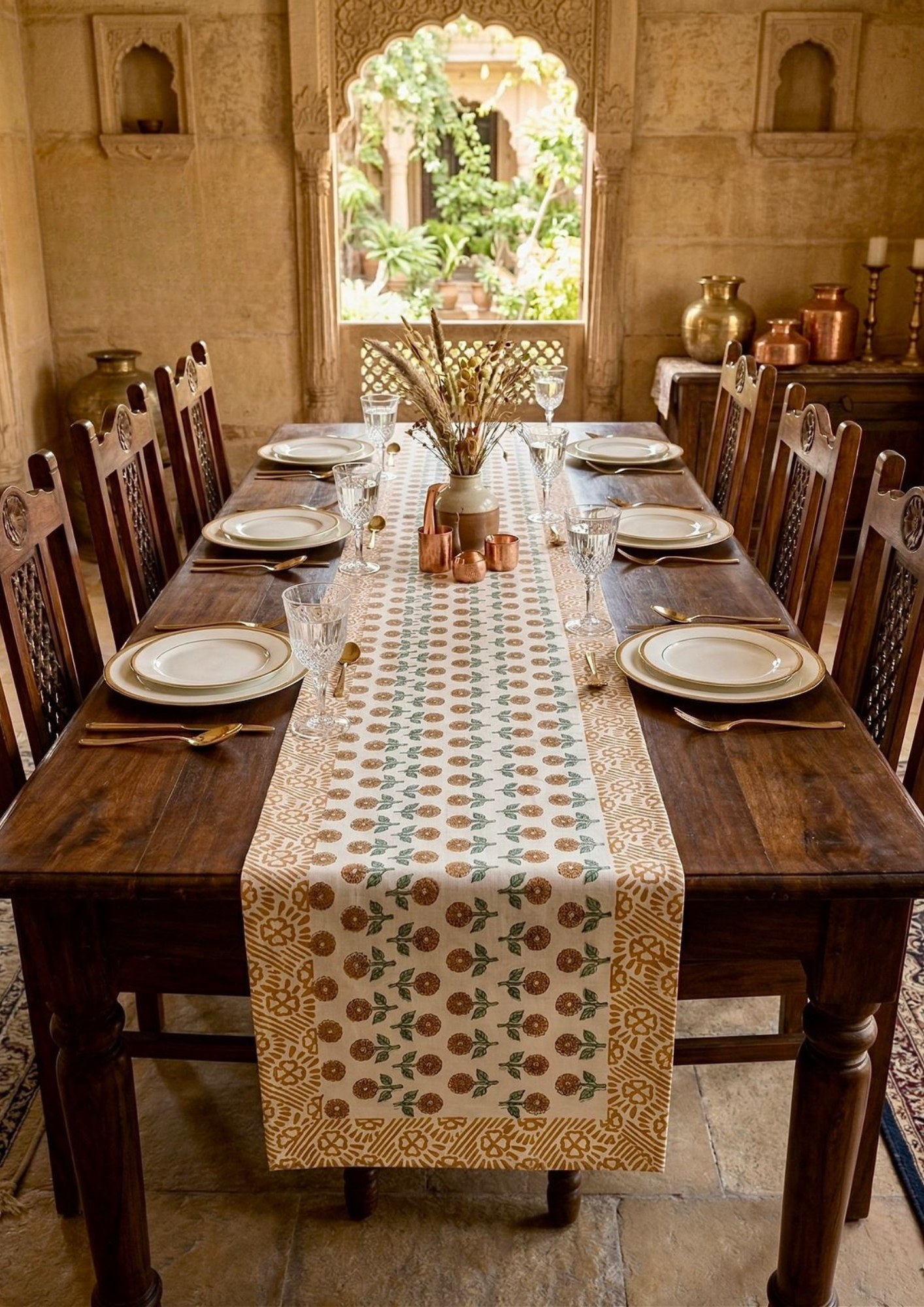 Cotton Canvas Table Runner | 6 seater