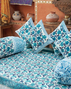 Teal Charm | Set of 8 | Pure Cotton