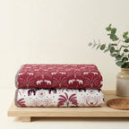 Maroon Motif | Single | Mixed Cotton