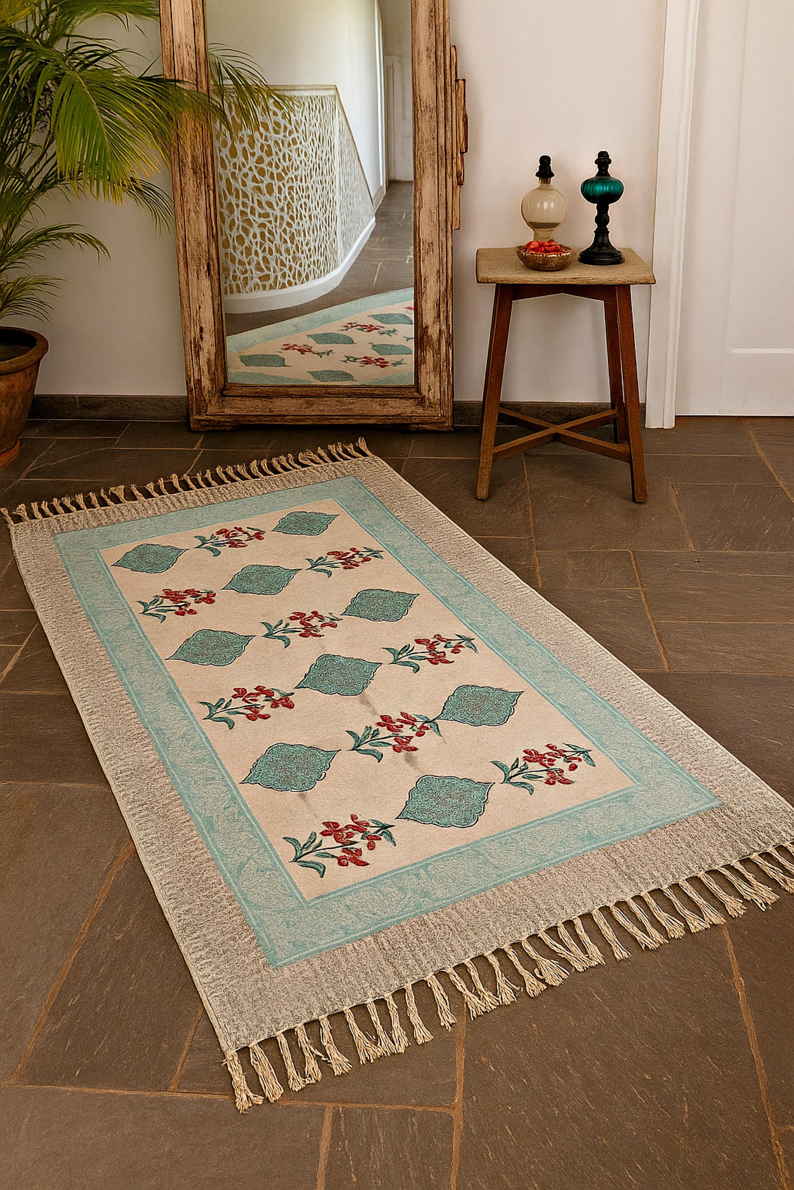 Mitti-Raah HandBlock Printed Jute Rug-3x5 feet.