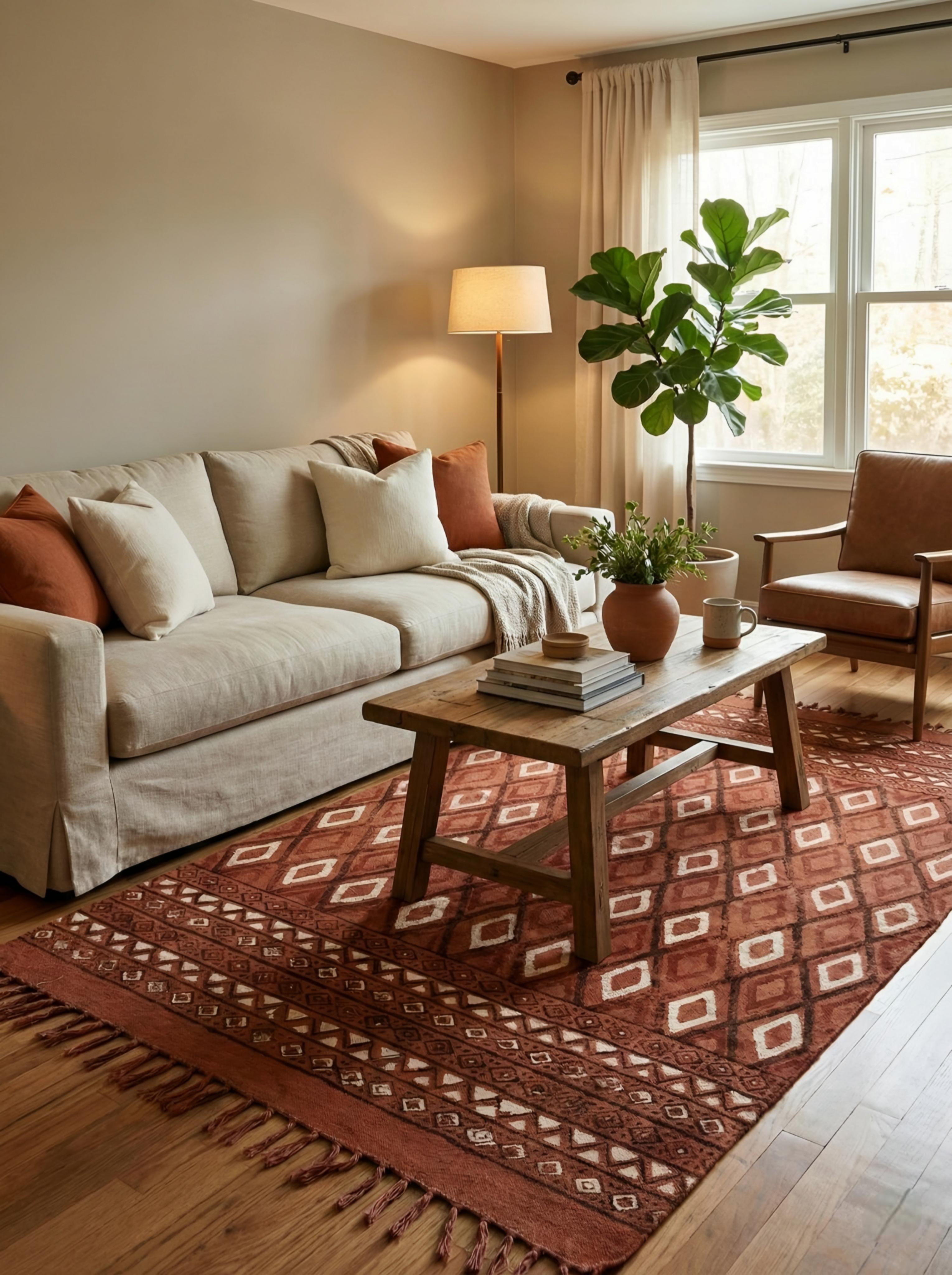 Mitti Aangan Handblock Printed Jute Rugs - 4x6 ft.