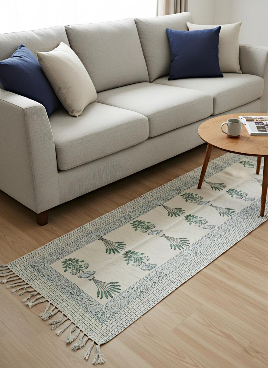 Mitti- Raah Handblock Printed Jute Runners- 2x6 ft.