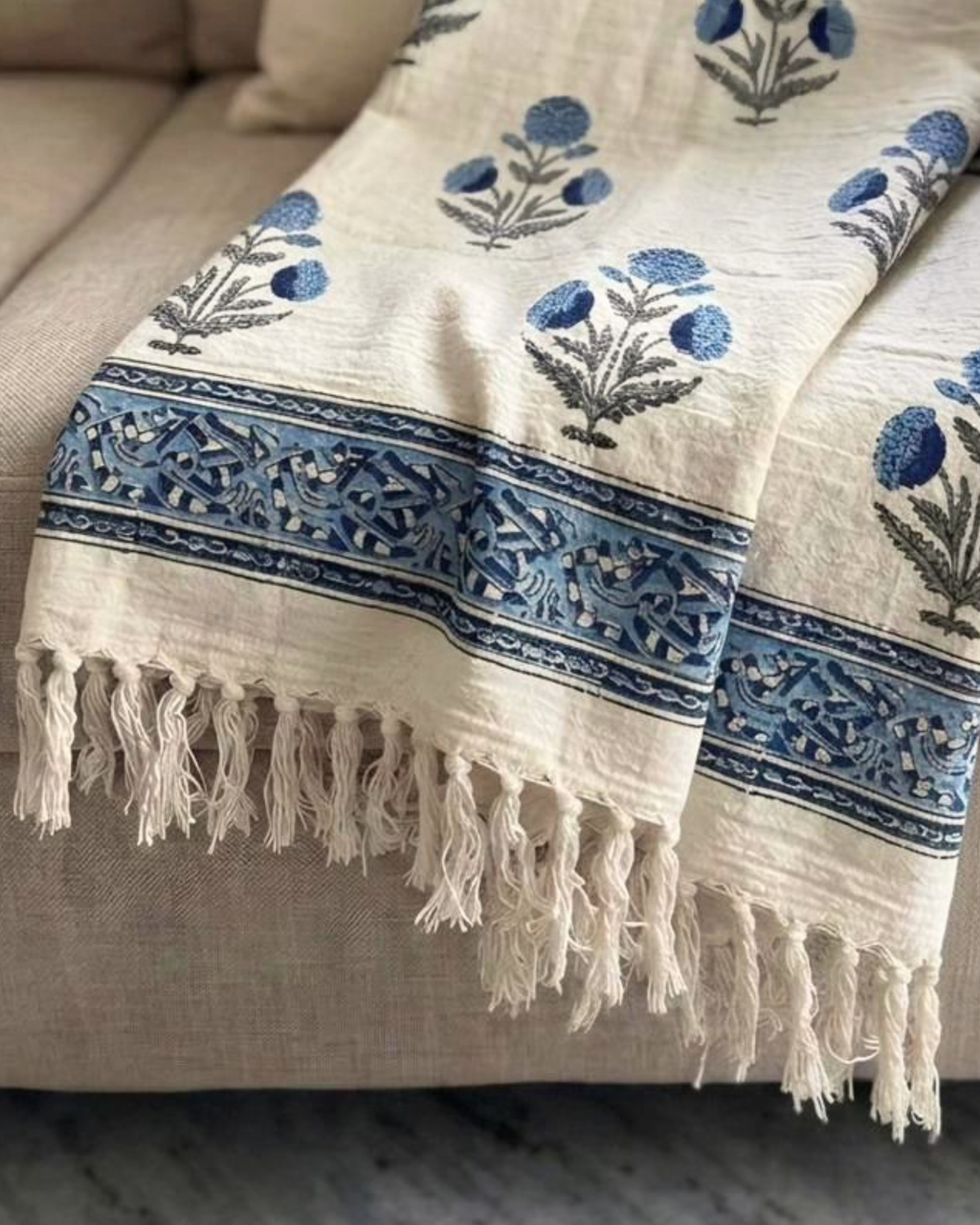 Aprajita Floral Motif | Jute Sofa Throw