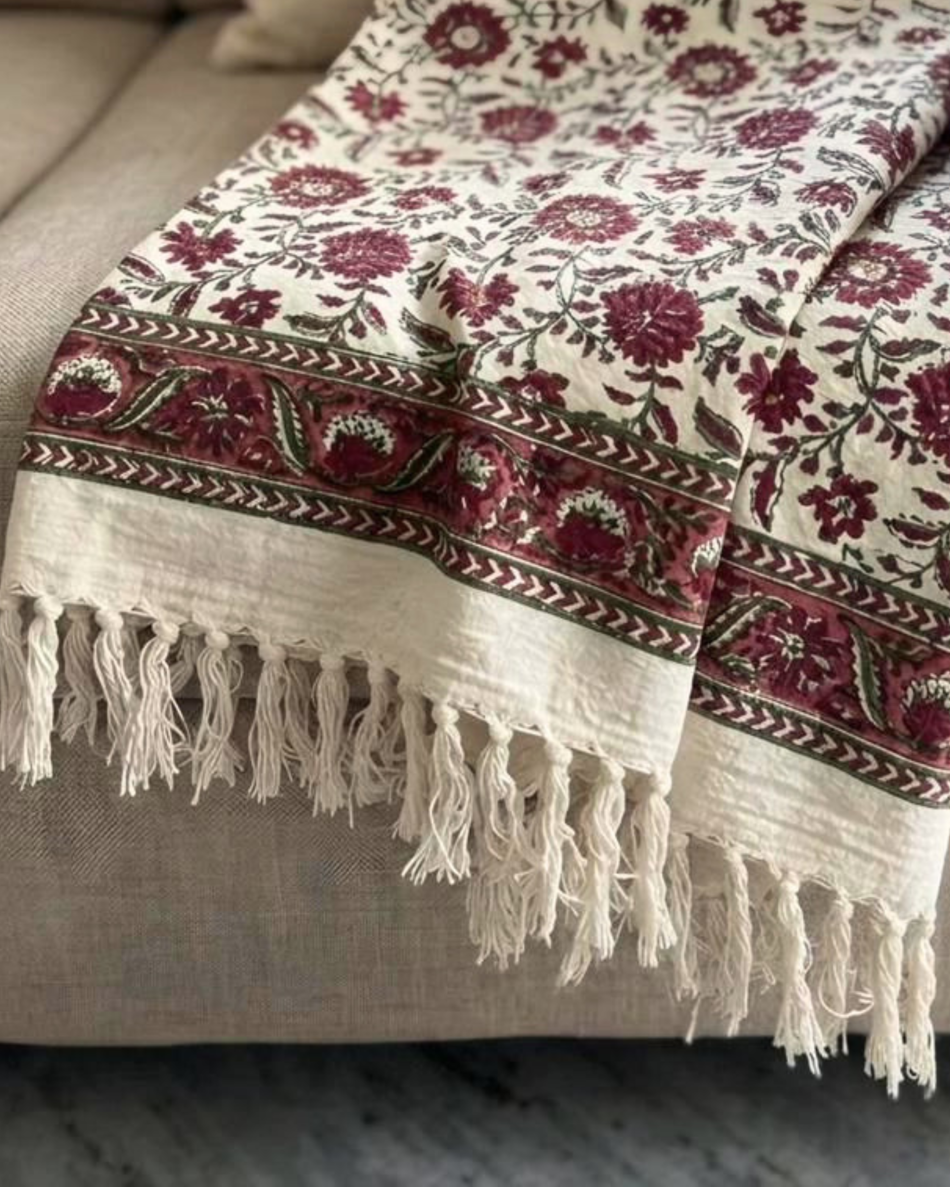 Maroon Bel  | Jute Sofa Throw