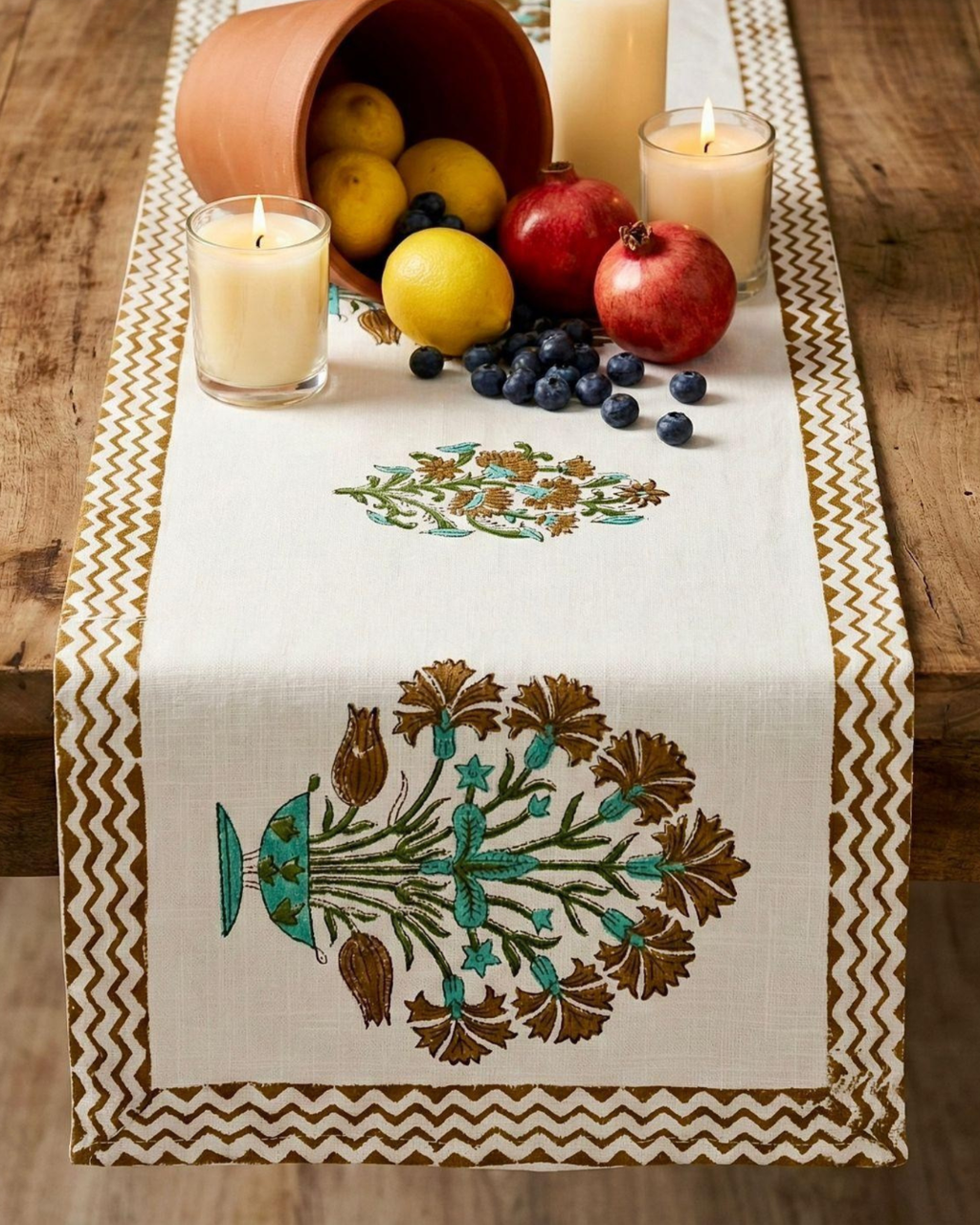 Desert Bloom | Jute Table Runner 6 seater