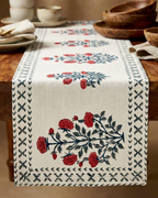 Red Floral | Jute Table Runner 6 seater