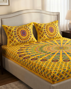 Turmeric Frame Mandala | Queen Bedsheet