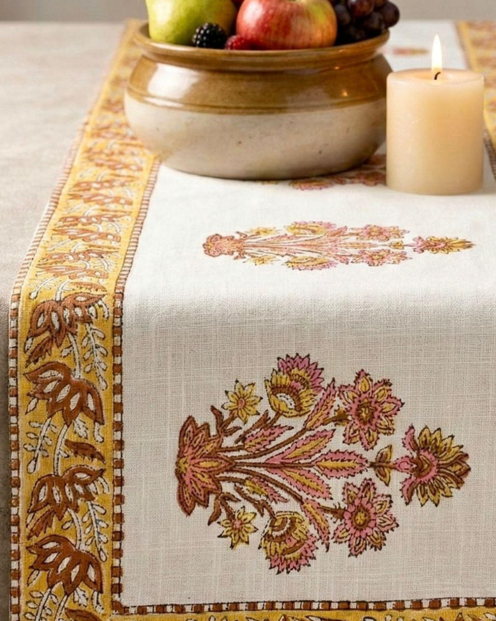 Mustard Bel Border | Jute Table Runner 6 seater