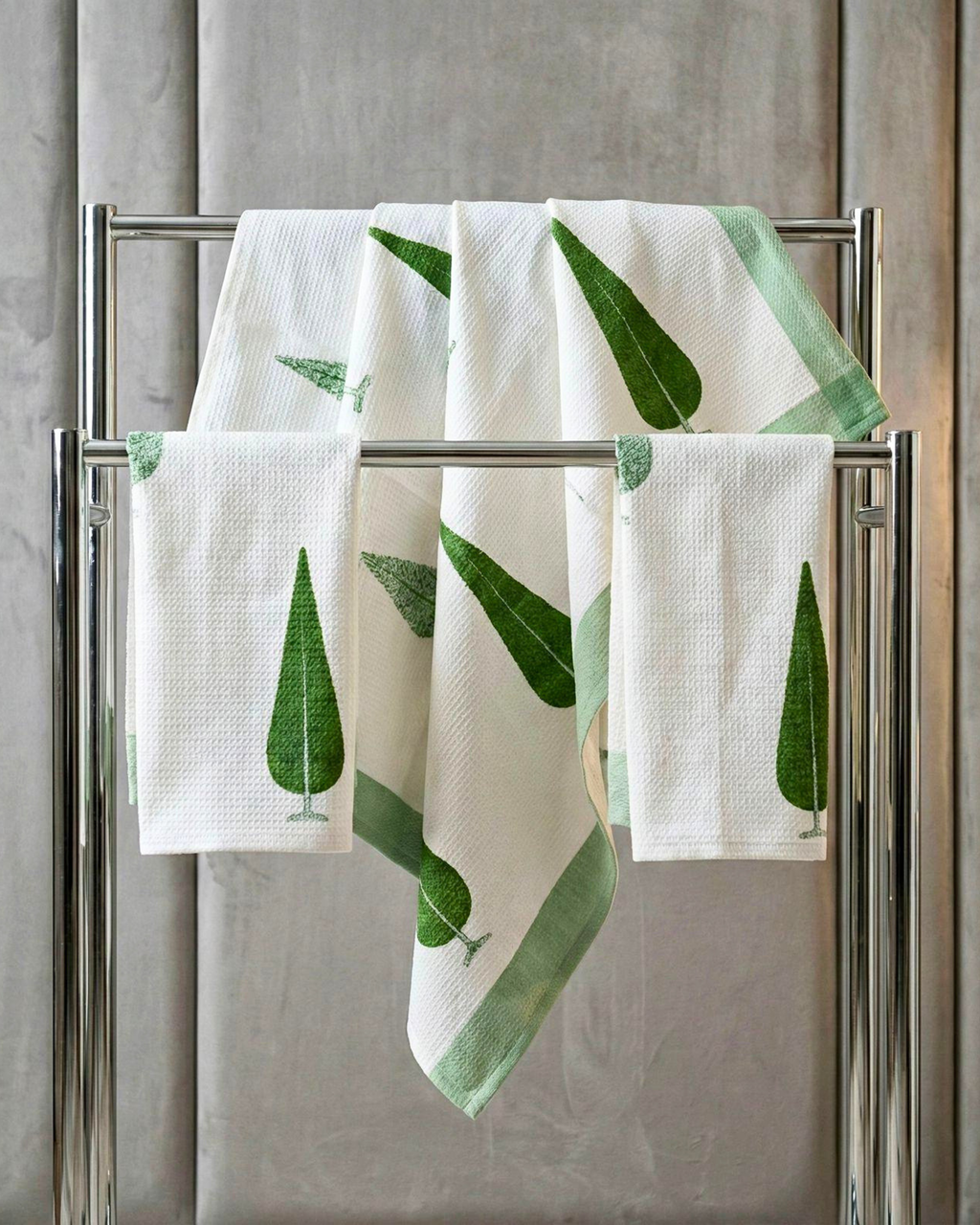 Green Leaf Border | Cotton Towel Set