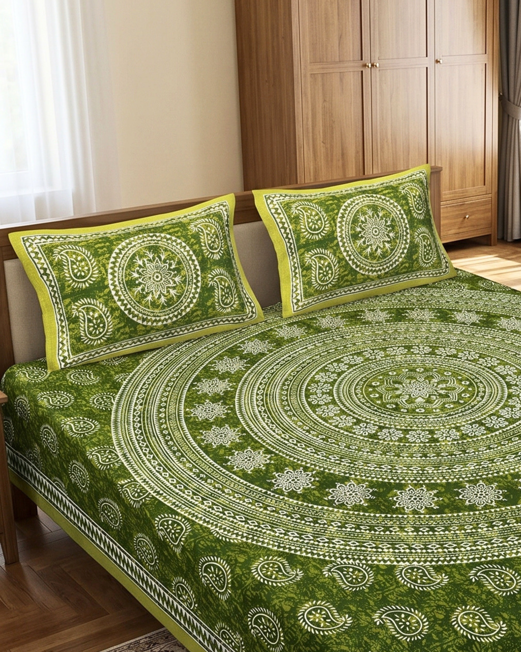 Olive Mandala | Queen Bedsheet