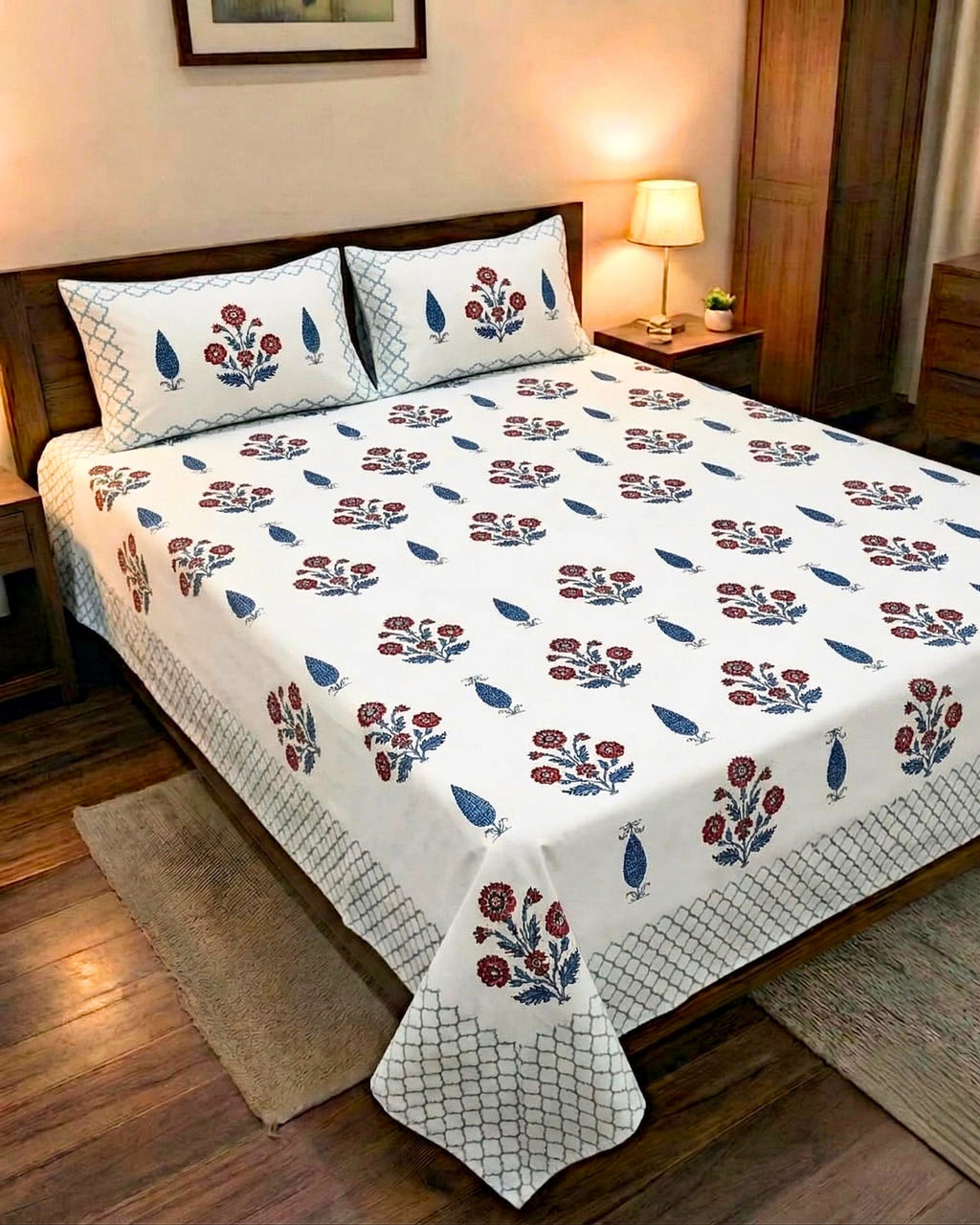 Neel Patti Block Barmeri | King Bedsheet