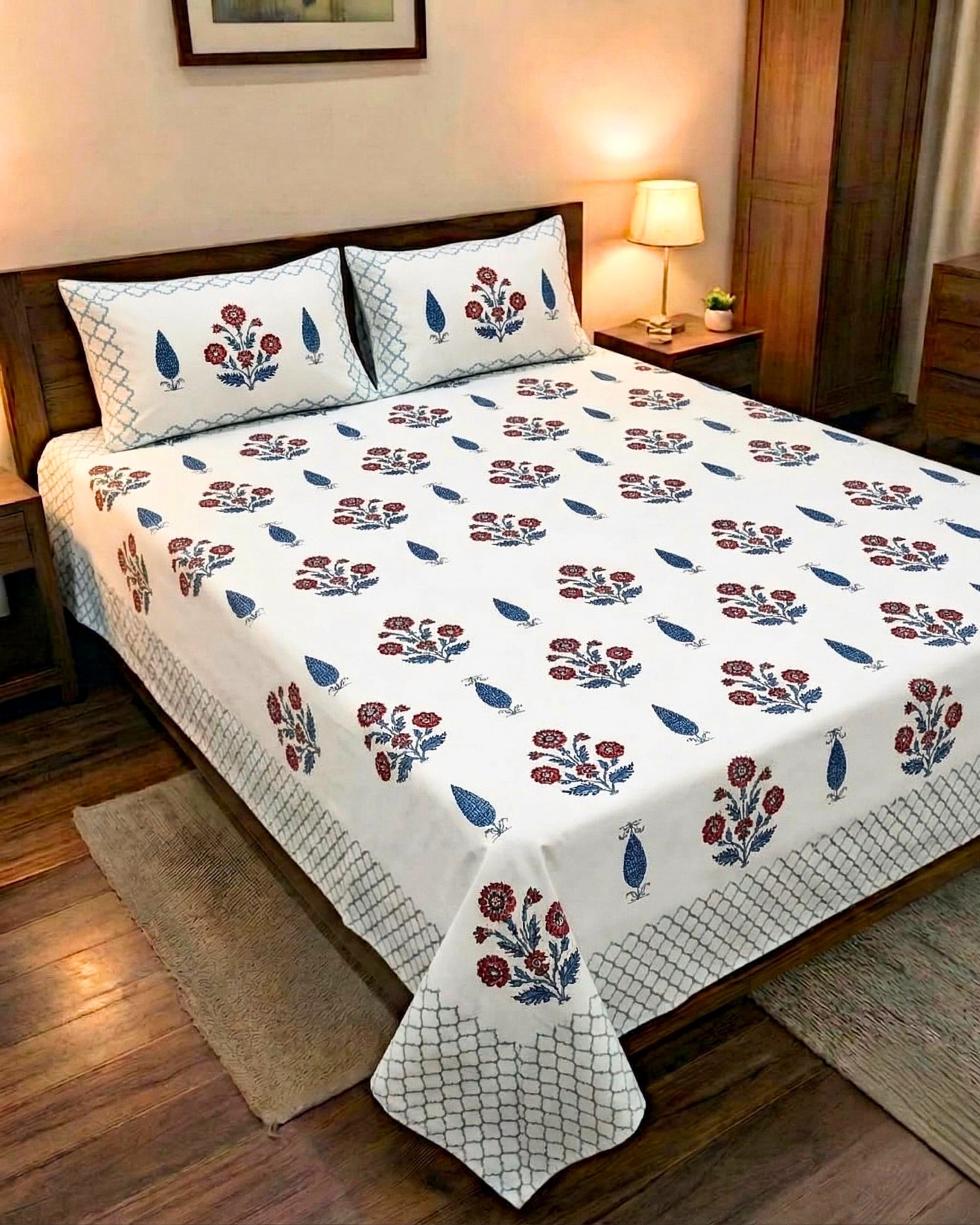 Neel Patti Block Barmeri | King Bedsheet