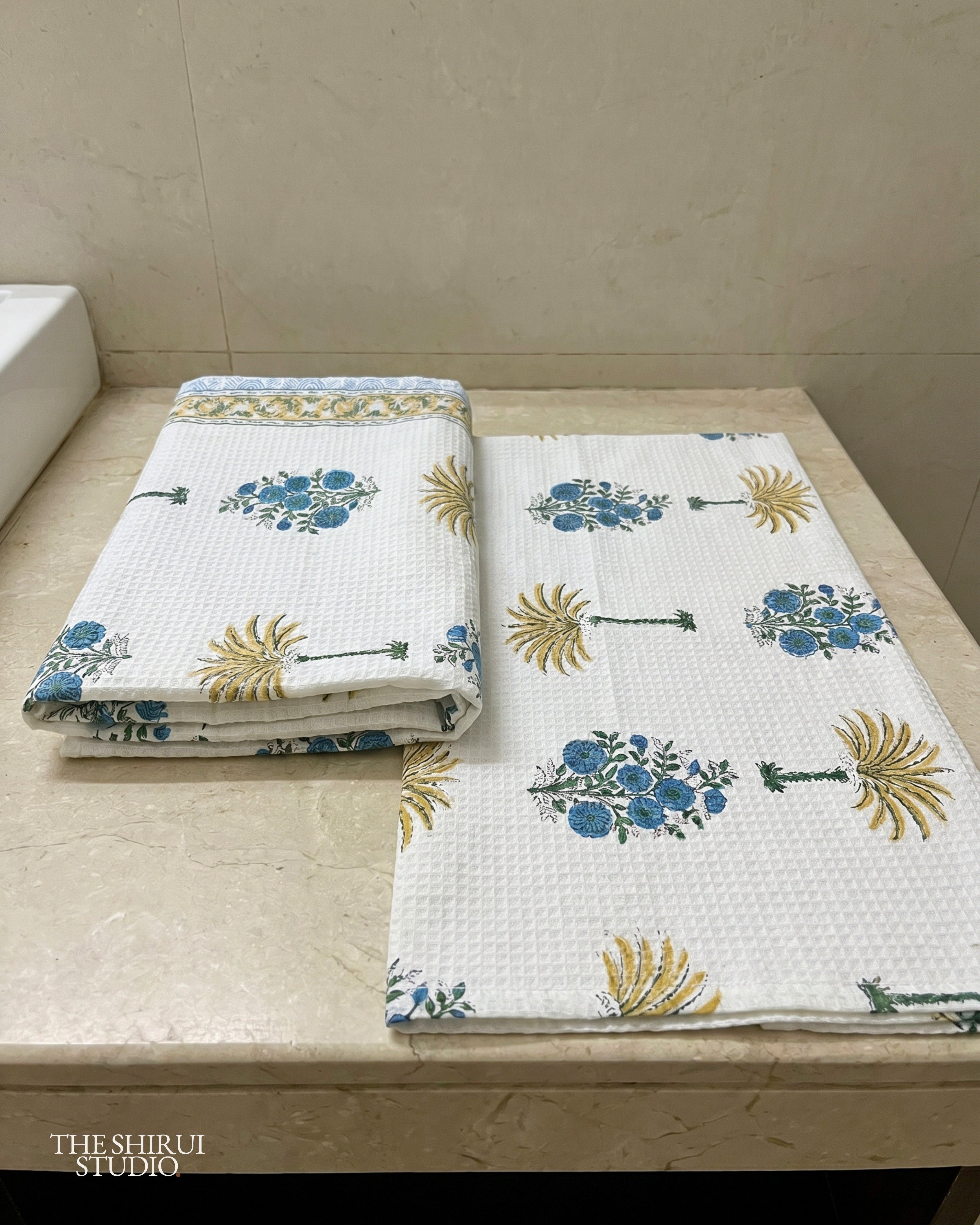 Mustard Teal| Bath | Pure Cotton
