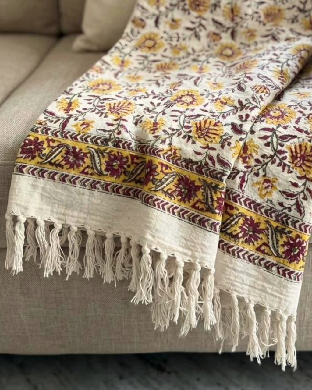 Mustard Bel | Jute Sofa Throw