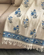 Blue Floral | Jute Sofa Throw