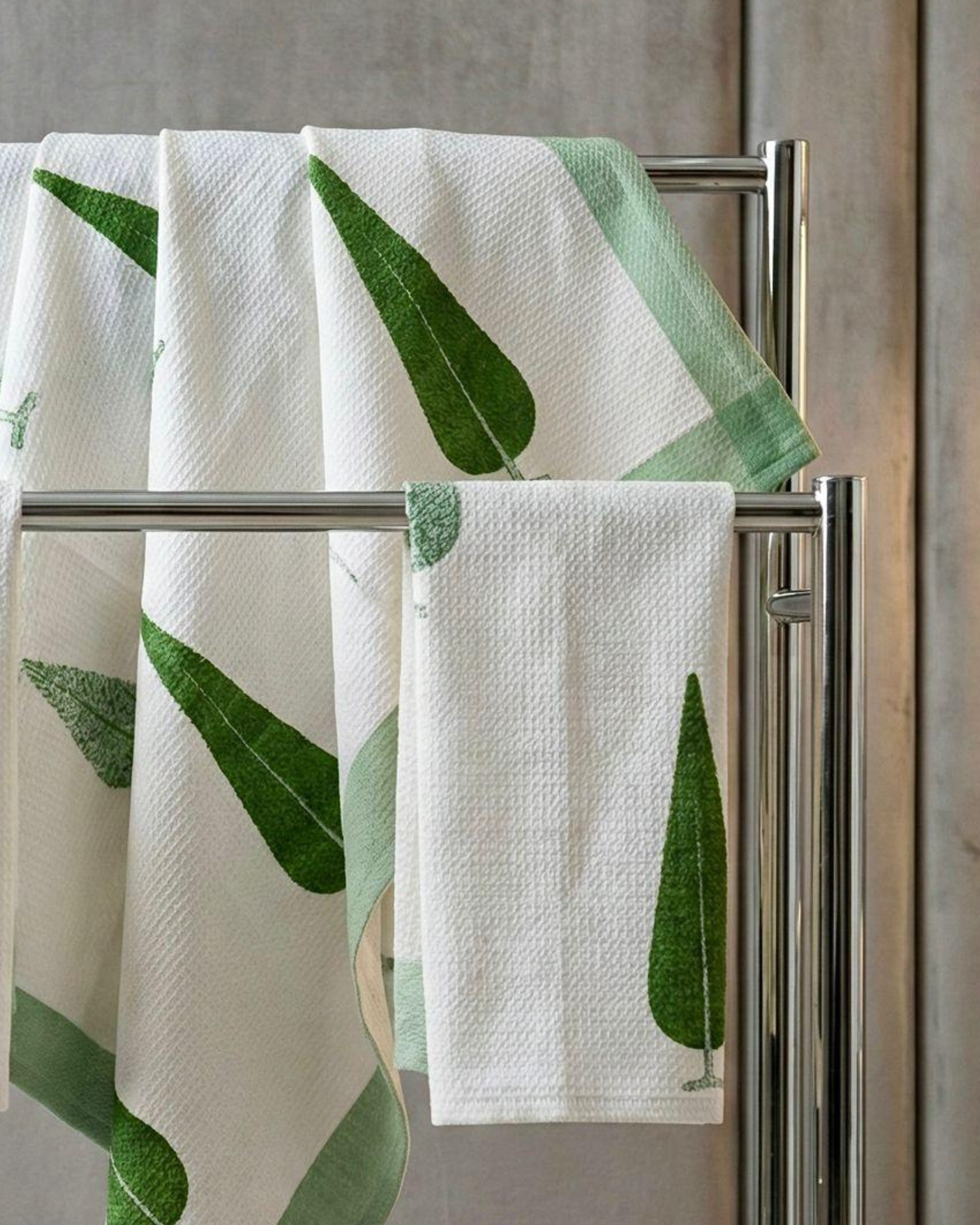 Green Leaf Border | Cotton Towel Set