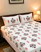 Gulabi Patti Block Barmeri | King Bedsheet