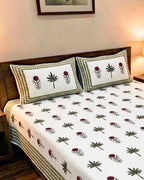 Gulabi Patti Block Barmeri | King Bedsheet