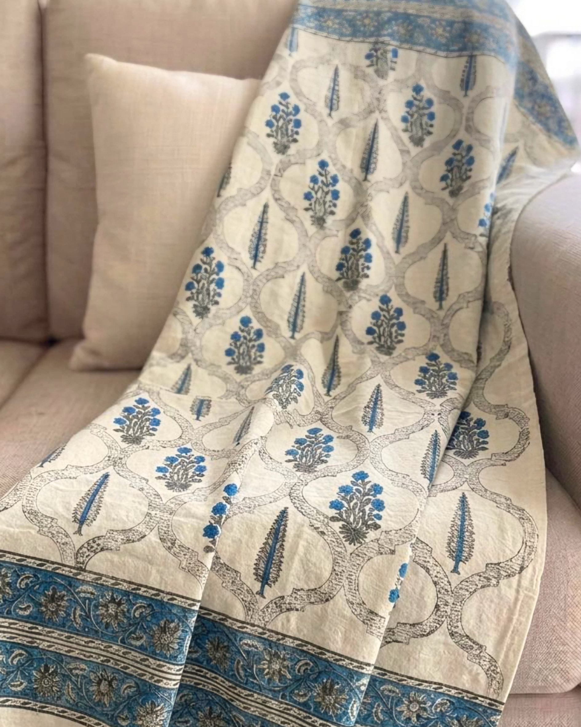 Blue Buta | Jute Sofa throw