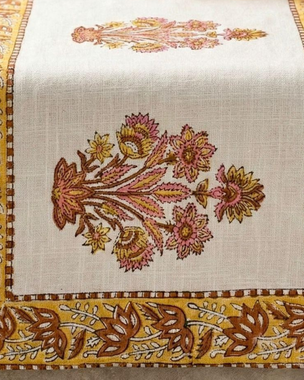Mustard Bel Border | Jute Table Runner 6 seater