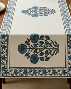 Floral Blue Buta | Cotton Table Runner 6 seater