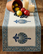 Blue Bel Border | Jute Table Runner 6 seater