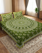 Olive Mandala | Queen Bedsheet
