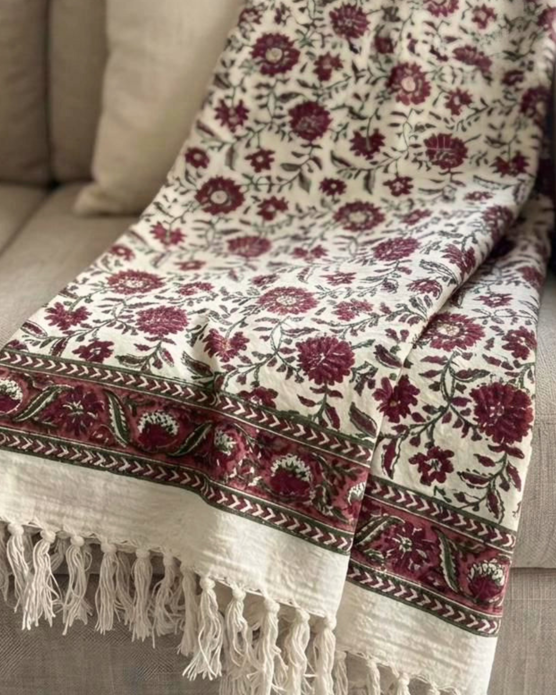 Maroon Bel  | Jute Sofa Throw