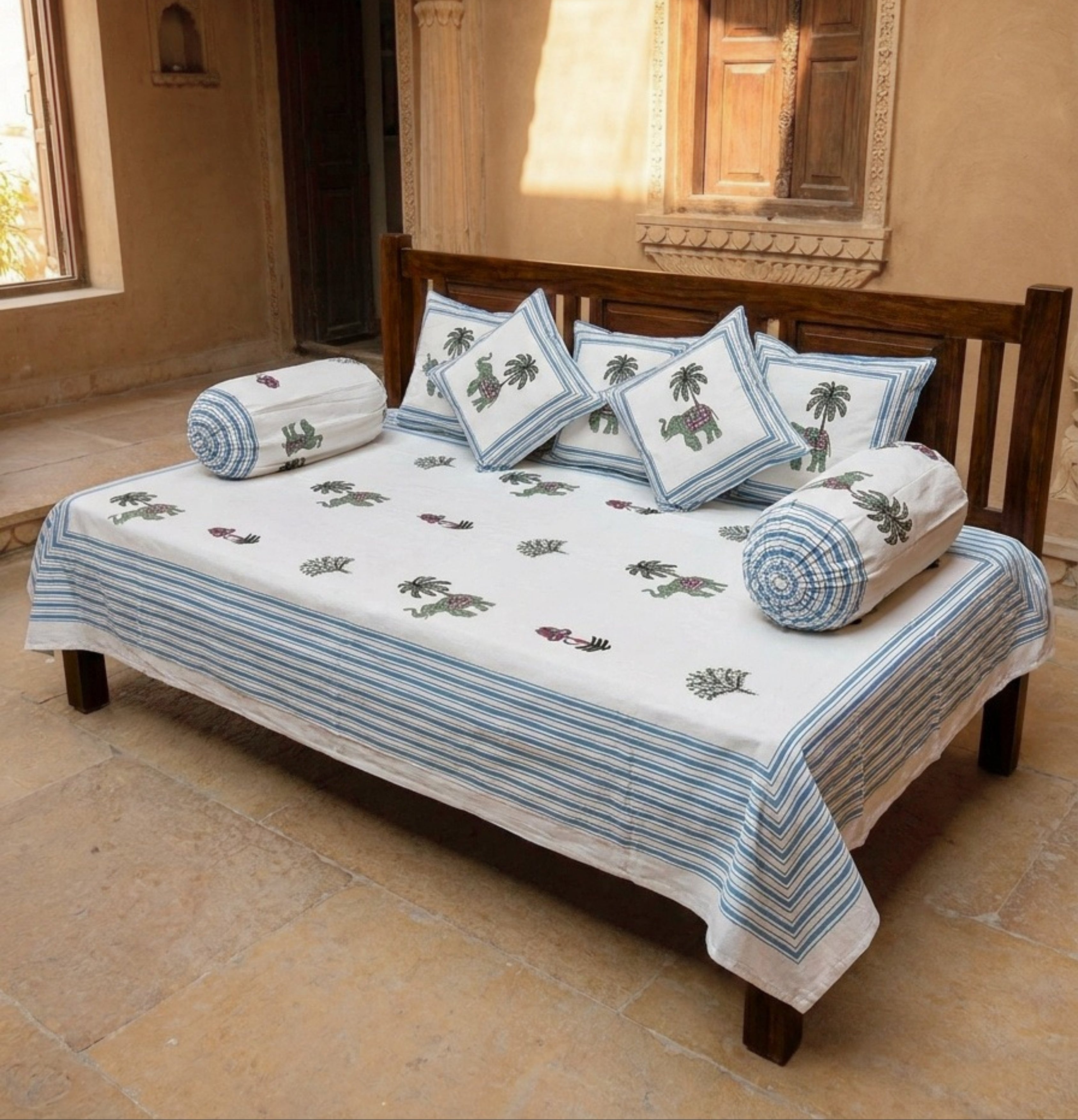 Cerulean Serenity | Set of 8 | Pure Cotton