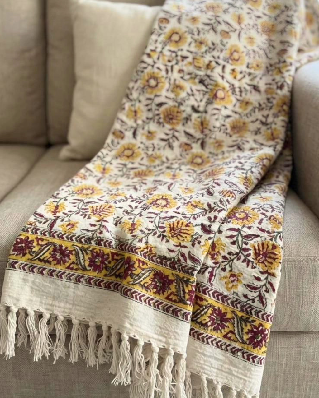 Mustard Bel | Jute Sofa Throw