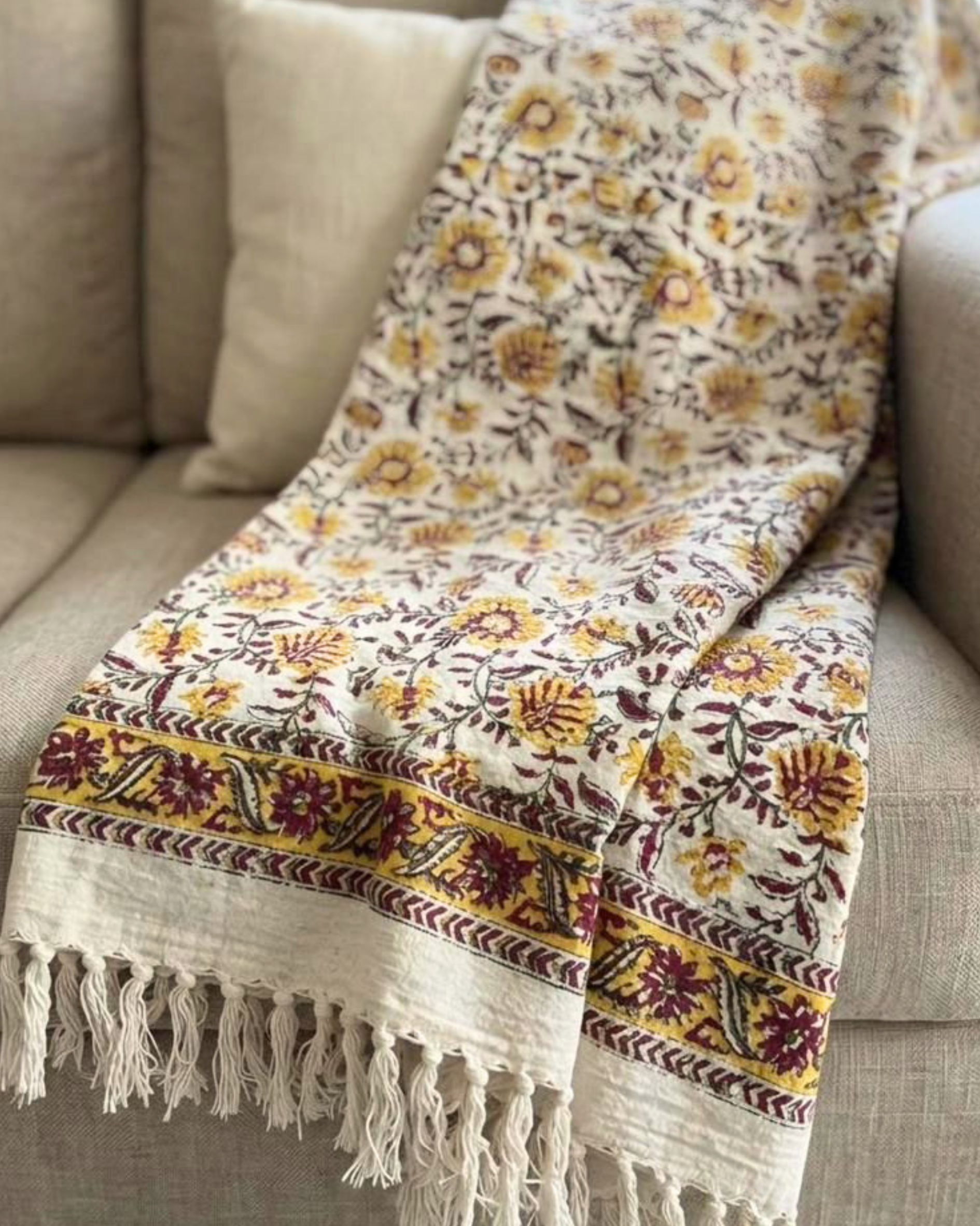 Mustard Bel | Jute Sofa Throw