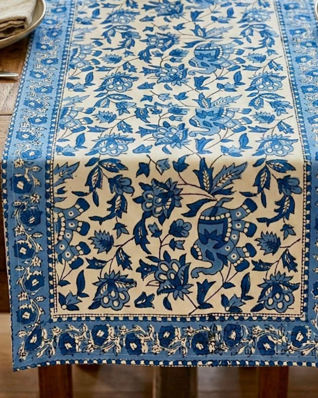 Elephant Motif | Cotton Table Runner 6 seater