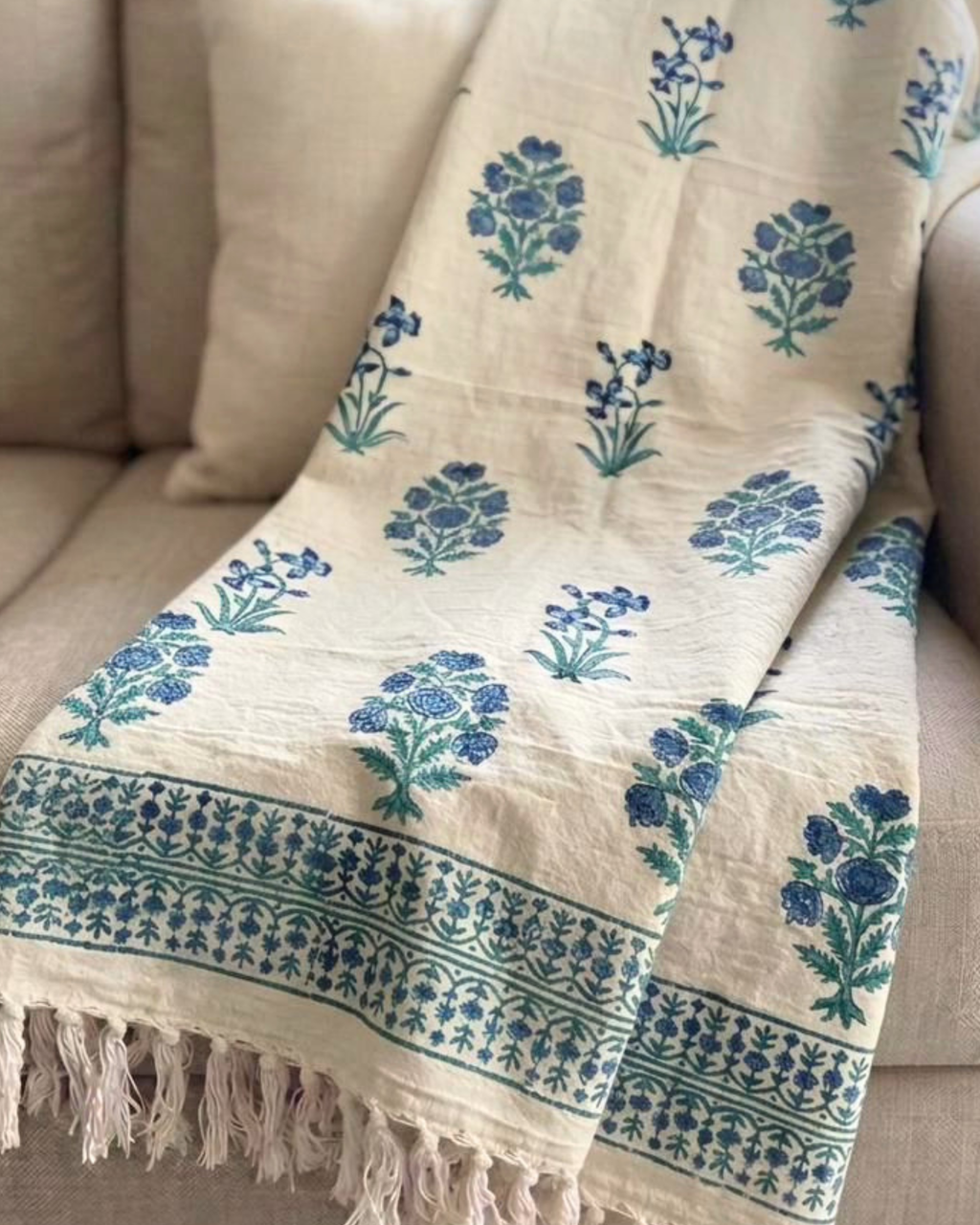 Cerulean Block | Jute Sofa Throw