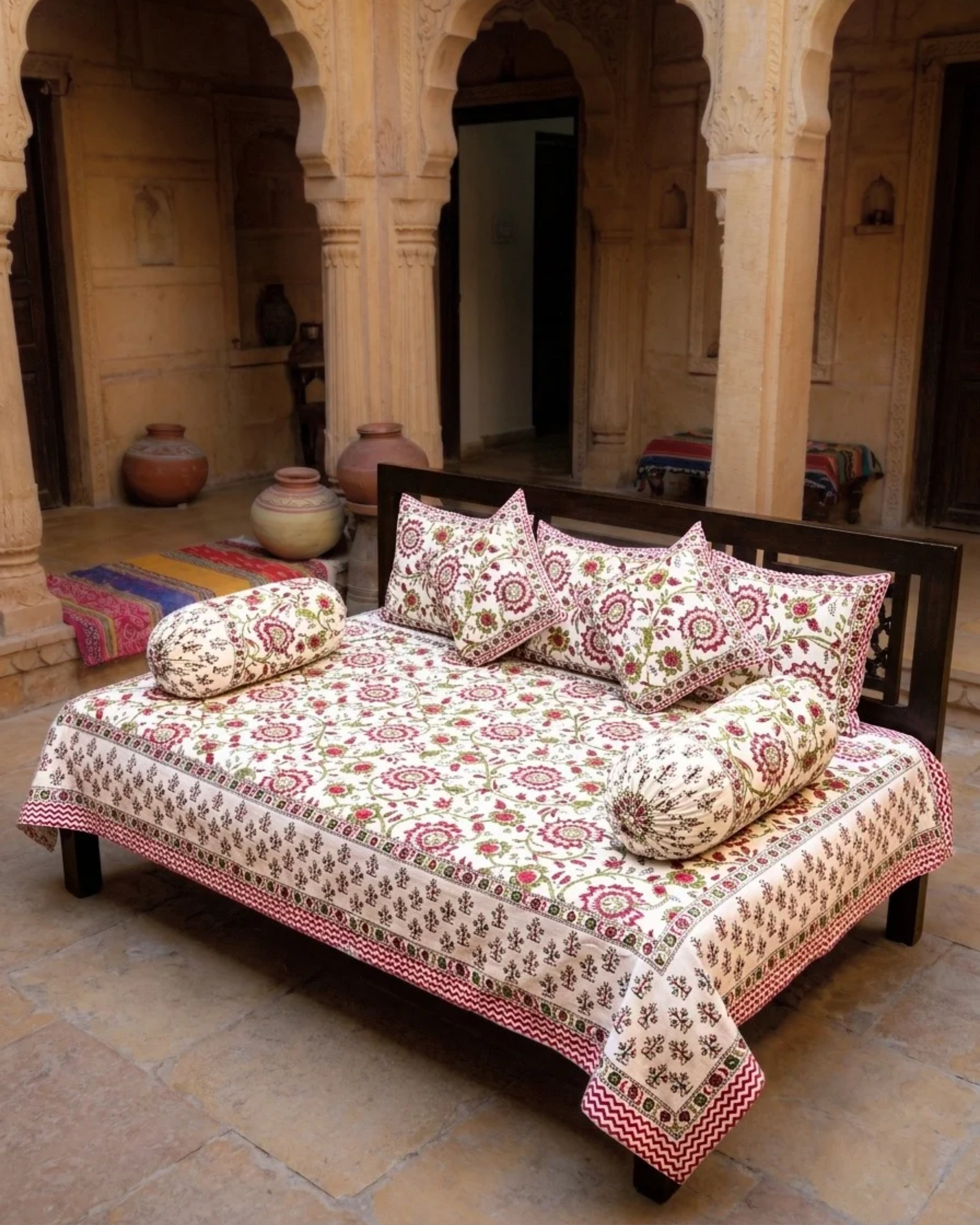 Crimson Meadow | Set of 8 | Pure Cotton