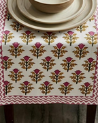 Classic Gulabi Border | Cotton Table Runner 6 seater