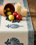 Blue Bel Border | Jute Table Runner 6 seater