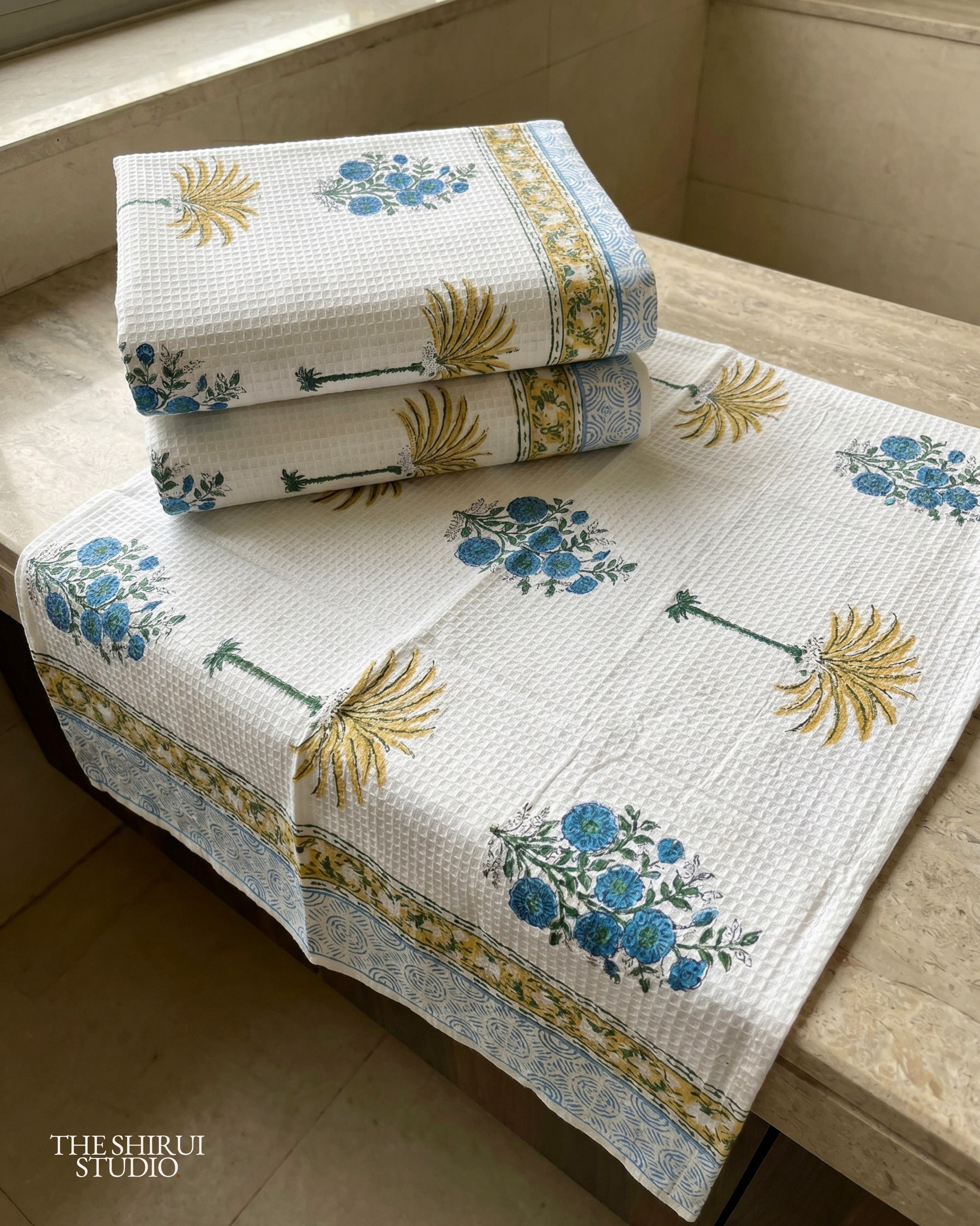 Mustard Teal| Bath | Pure Cotton
