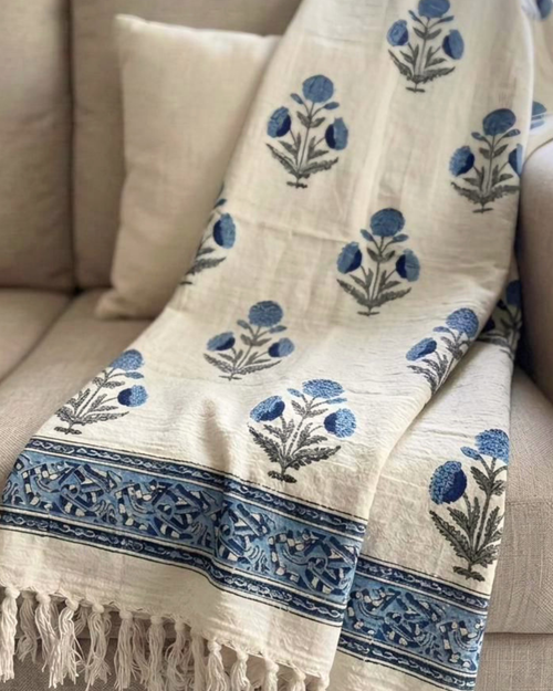 Aprajita Floral Motif | Jute Sofa Throw