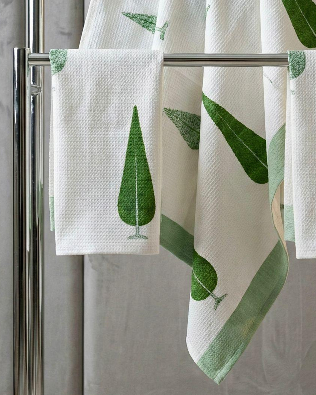 Green Leaf Border | Cotton Towel Set