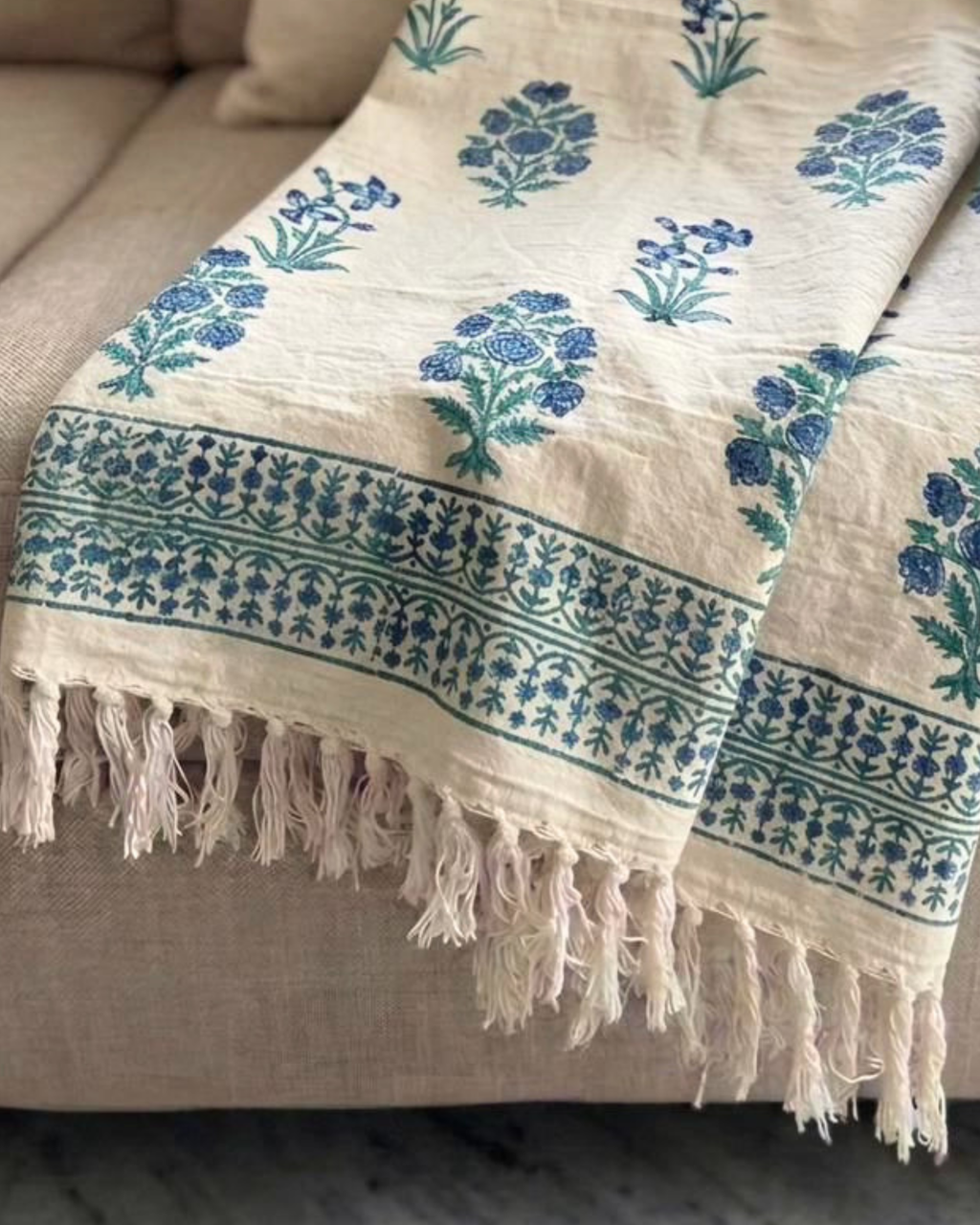 Cerulean Block | Jute Sofa Throw