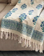 Cerulean Block | Jute Sofa Throw