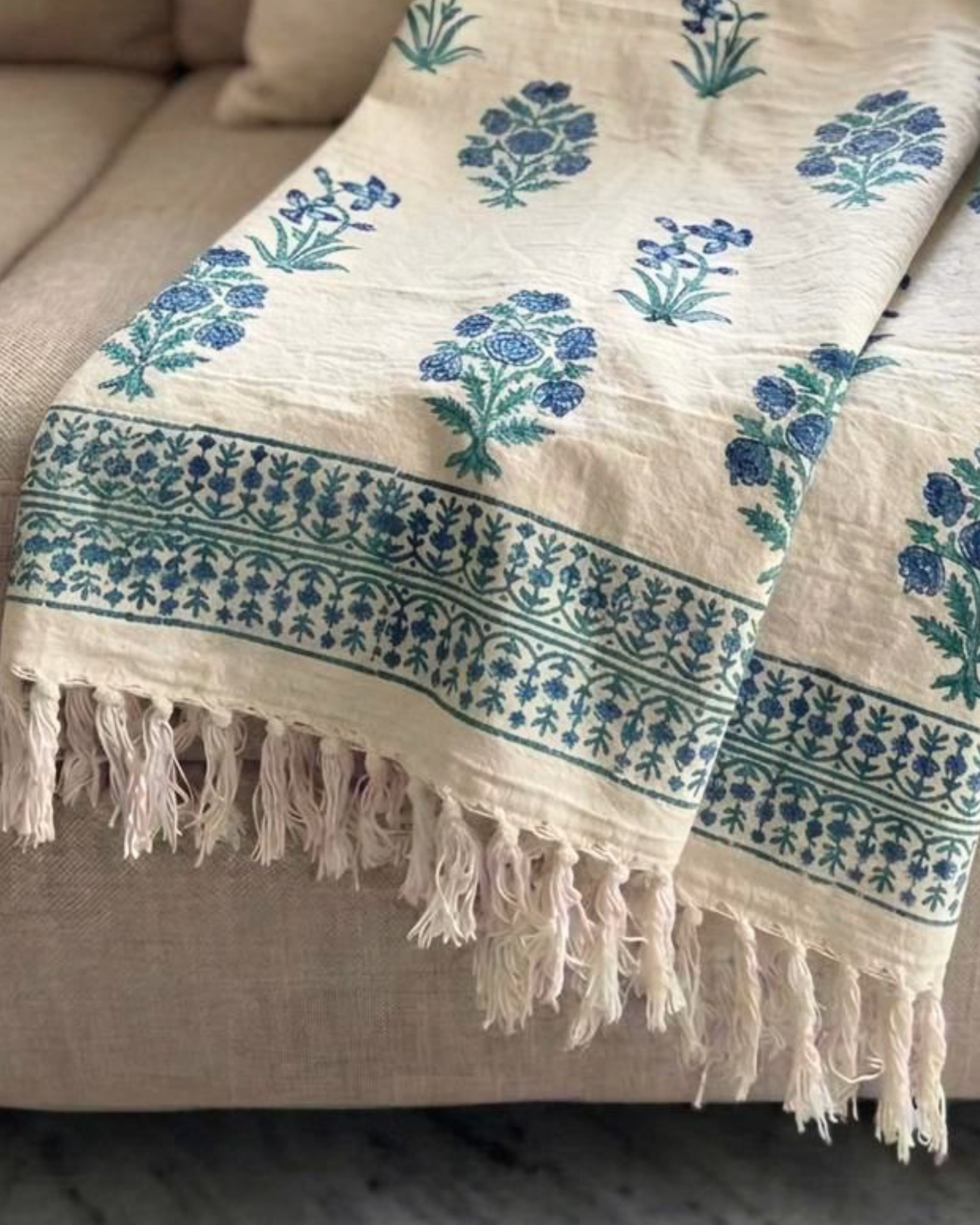 Cerulean Block | Jute Sofa Throw