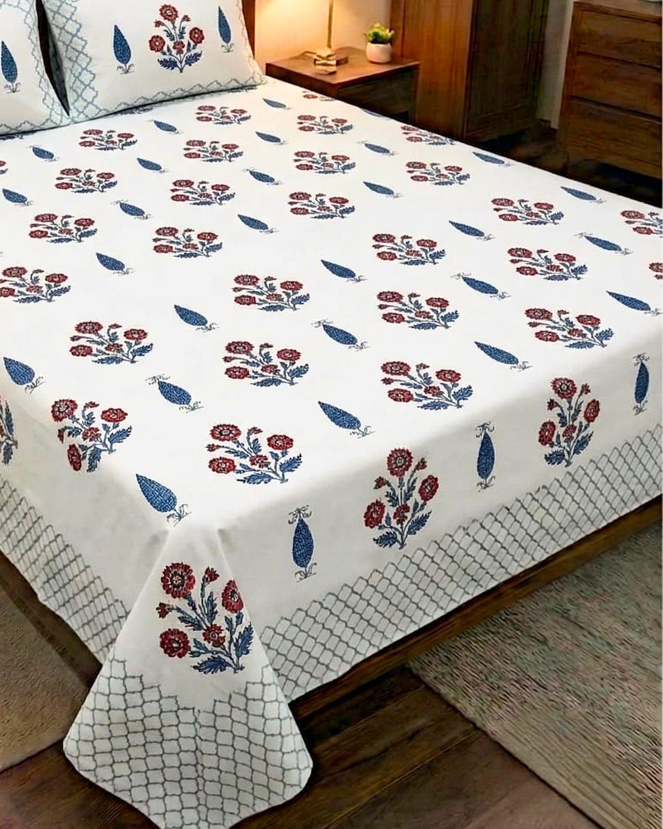Neel Patti Block Barmeri | King Bedsheet