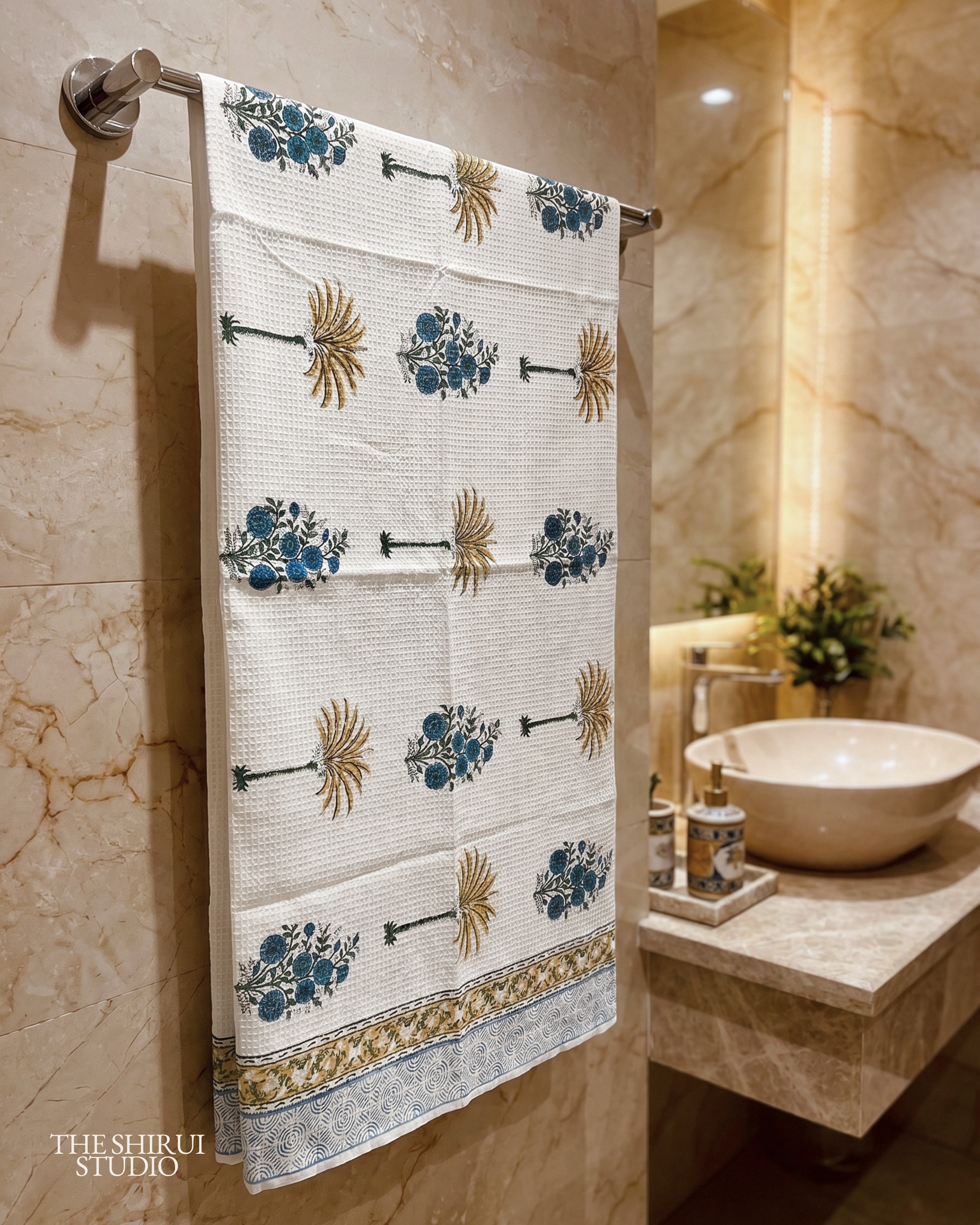 Mustard Teal| Bath | Pure Cotton