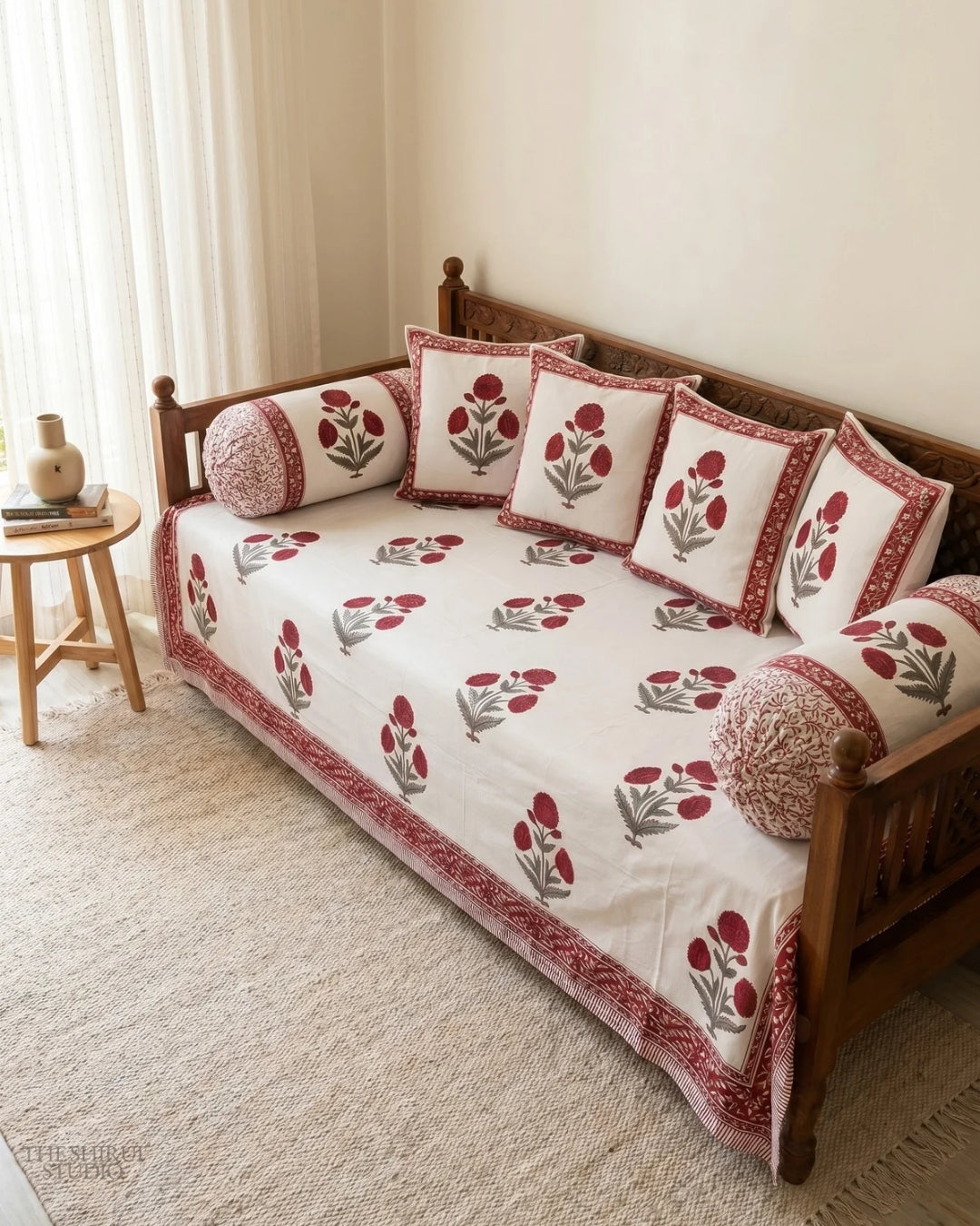 Maroon Floral Bliss | Set of 8 | Pure Cotton