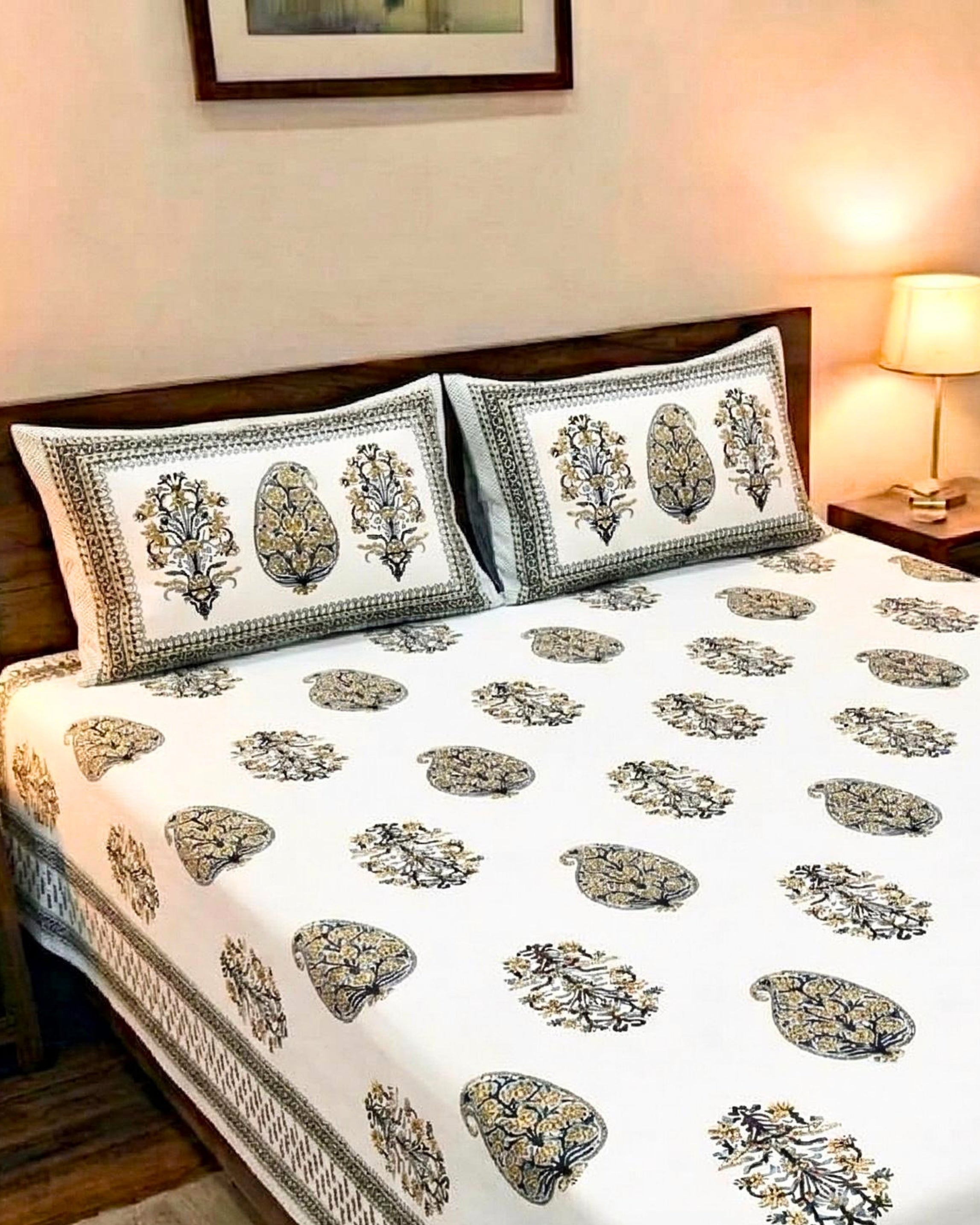 Olive Kairi Block Barmeri | King Bedsheet