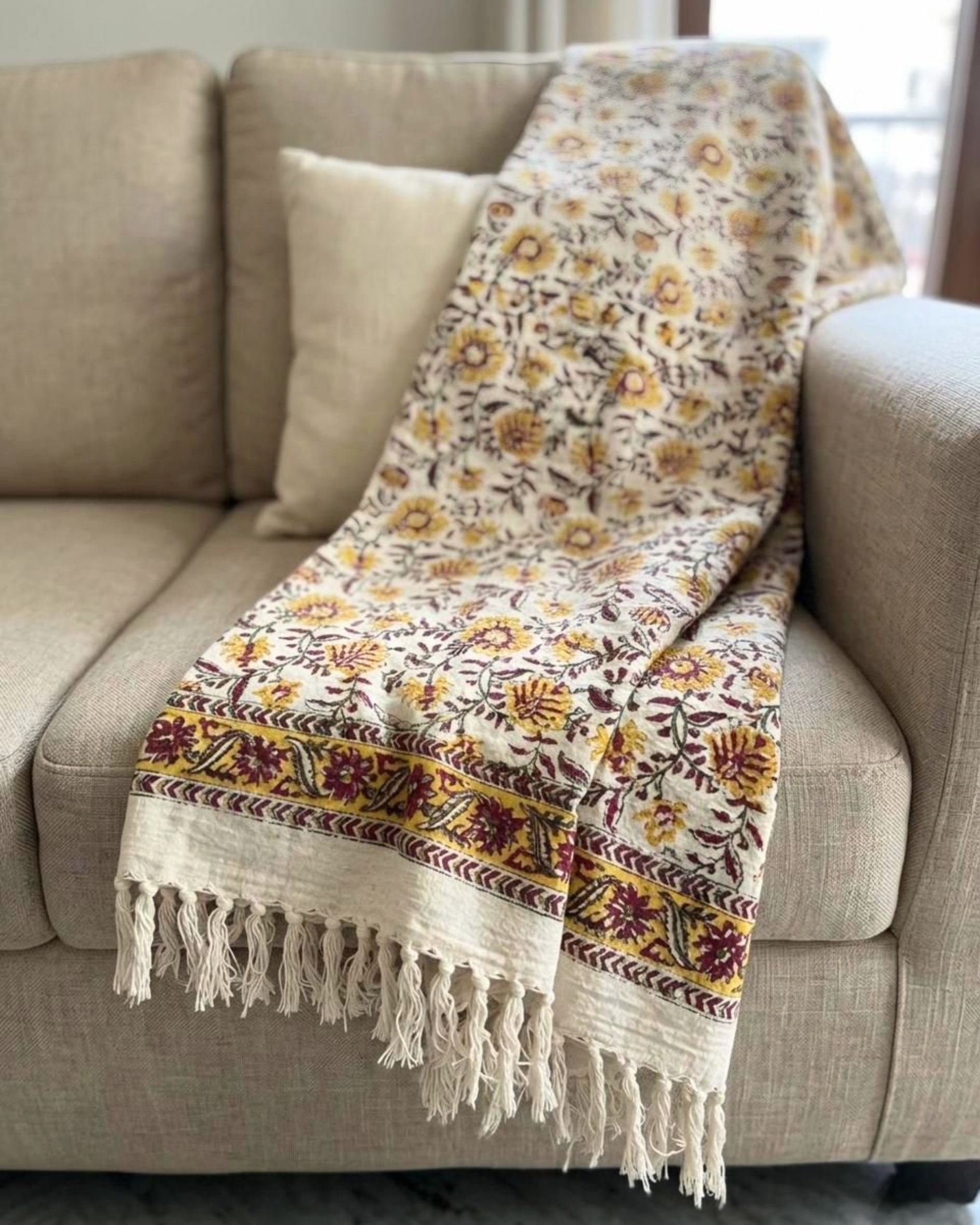 Mustard Bel | Jute Sofa Throw