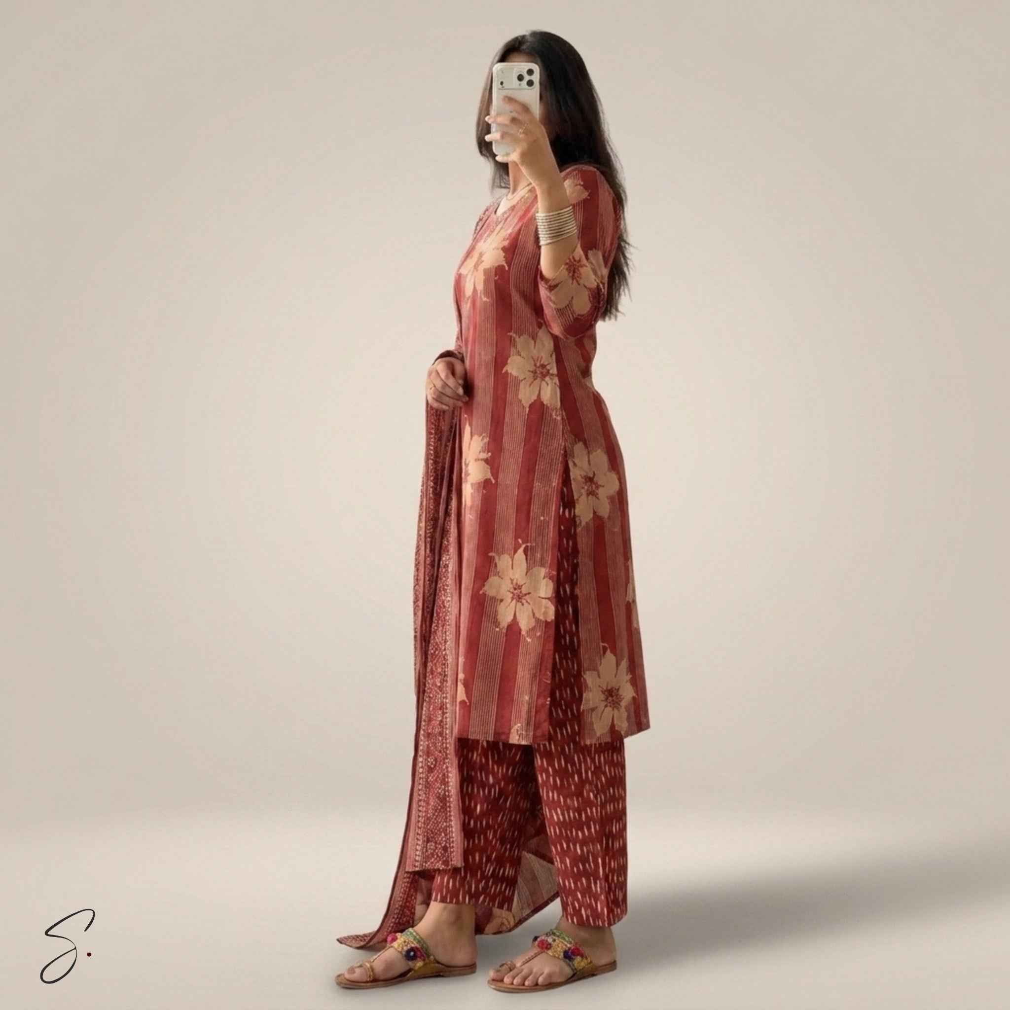 Amber Bloom Cotton Ensemble
