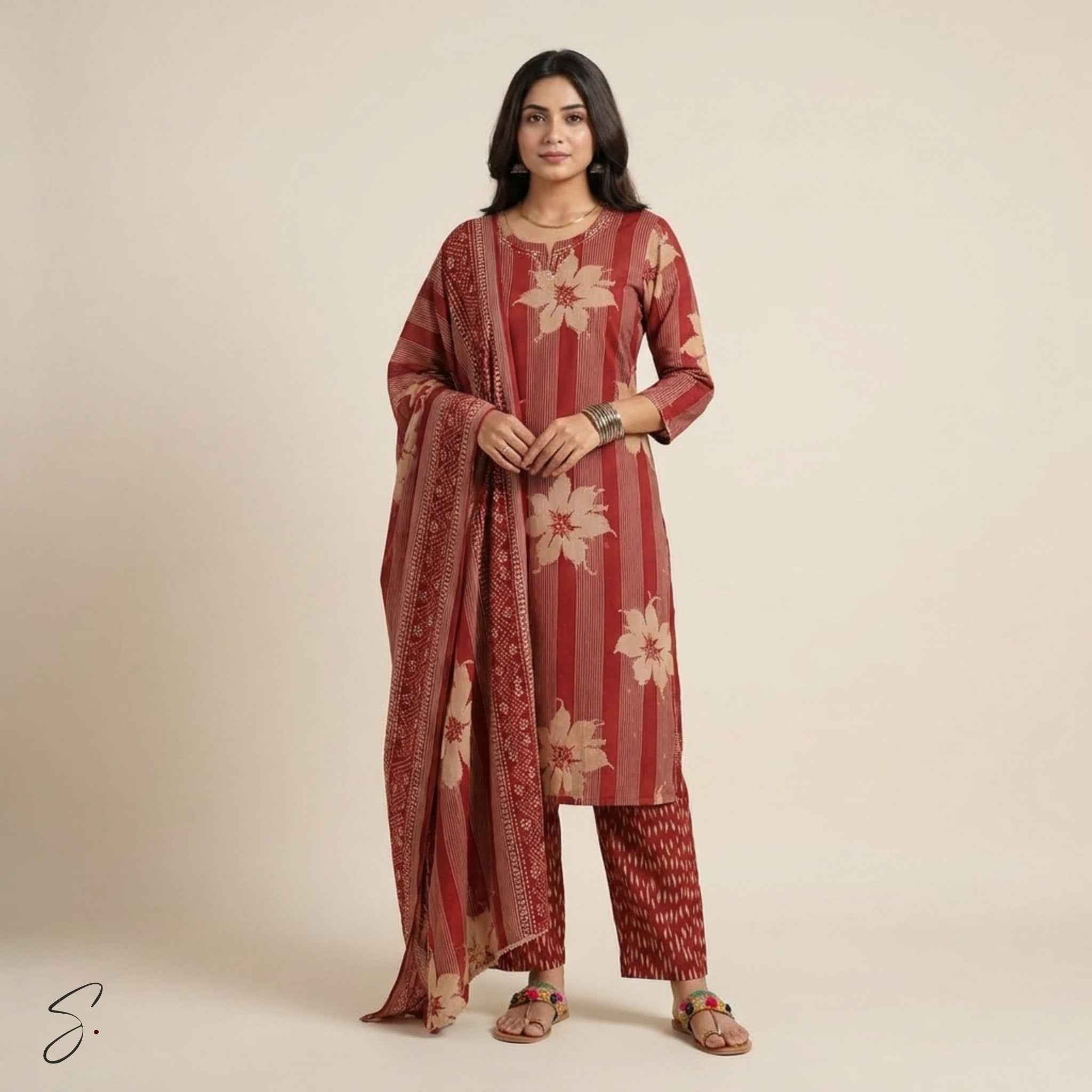 Amber Bloom Cotton Ensemble
